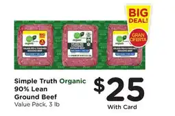 Ralphs Simple Truth Organic 90% Lean Ground Beef offer