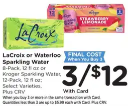 Ralphs LaCroix or Waterloo Sparkling Water offer