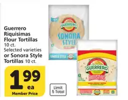 Albertsons Guerrero Riquisimas Flour Tortillas 10 ct. or Sonora Style Tortillas offer