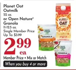 Pavilions Planet Oat Oatmilk 52 oz. or Open Nature Granola 11-12.5 oz offer