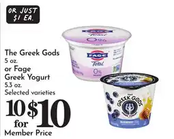 Pavilions The Greek Gods 5 oz. or Fage Greek Yogurt 5.3 oz offer