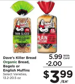 Mariano's Dave's Killer Bread Organic Bread, Bagels or English Muffins offer