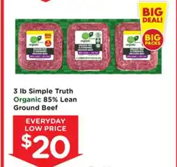 Mariano's 3 lb Simple Truth Organic 85% Lean Ground Beef offer