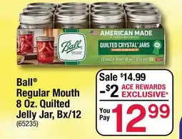 Ace Hardware Ball Regular Mouth 8 Oz. Quilted Jelly Jar, Bx/12 offer