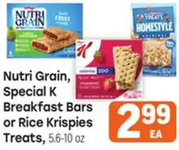 Tony’s Fresh Market Nutri Grain, Special K Breakfast Bars or Rice Krispies Treats offer