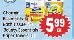 Tony’s Fresh Market Charmin Essentials Bath Tissue, 6 ct Bounty Essentials Paper Towels, 4 ct offer