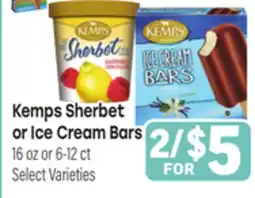 Tony’s Fresh Market Kemps Sherbet or Ice Cream Bars offer