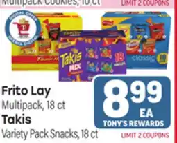 Tony’s Fresh Market Frito Lay Multipack, 18 ct Takis Variety Pack Snacks, 18 ct offer