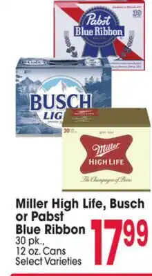 Jewel-Osco Miller High Life, Busch or Pabst Blue Ribbon offer