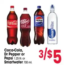 Jewel-Osco Coca-Cola, Dr Pepper or Pepsi 1.25 ltr. or Smartwater 700 ml offer