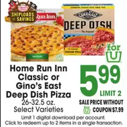Jewel-Osco Home Run Inn Classic or Gino's East Deep Dish Pizza offer