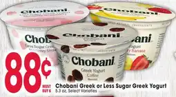Jewel-Osco Chobani Greek or Less Sugar Greek Yogurt offer