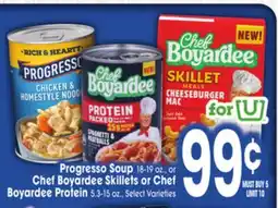 Jewel-Osco Progresso Soup, 18-19 oz., or Chef Boyardee Skillets or Chef Boyardee Protein 5.3-15 oz offer