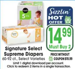 Jewel-Osco Signature Select Supreme Diapers offer
