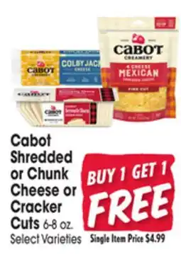 Jewel-Osco Cabot Shredded or Chunk Cheese or Cracker Cuts offer