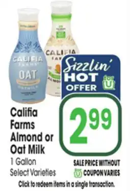 Jewel-Osco Califia Farms Almond or Oat Milk offer