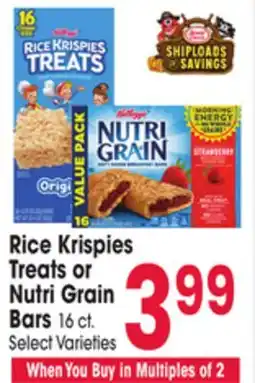 Jewel-Osco Rice Krispies Treats or Nutri Grain Bars offer
