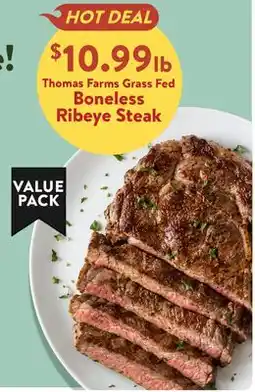 Fresh Thyme Thomas Farms Grass Fed Boneless Ribeye Steak offer