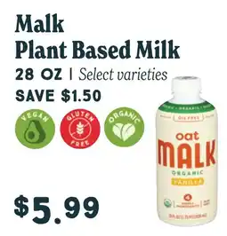 Market of Choice Malk Plant Based Milk offer