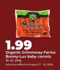 Hy-Vee Organic Grimmway Farms Bunny-Luv baby carrots offer