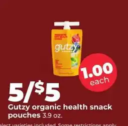 Hy-Vee Gutzy organic health snack pouches offer