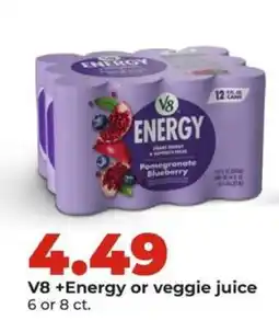 Hy-Vee V8 +Energy or veggie juice offer