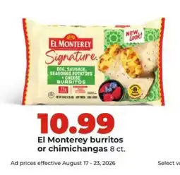 Hy-Vee El Monterey Burritos or Chimichangas offer