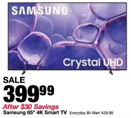 Bi-Mart Samsung 65" 4K Smart TV offer