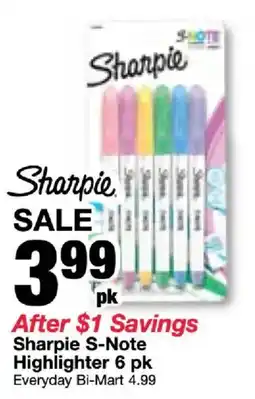 Bi-Mart Sharpie S-Note Highlighter offer