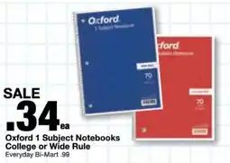 Bi-Mart Oxford 1 Subject Notebooks offer