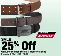 Bi-Mart Genuine Dickies Men's & Women's Belts offer