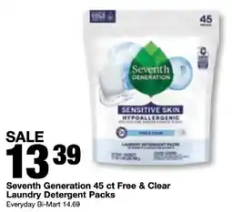 Bi-Mart Seventh Generation Free & Clear Laundry Detergent Packs offer