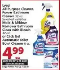 Vons Lysol all purpose cleaner, power bathroom cleaner or click gel automatic toilet bowl cleaner offer