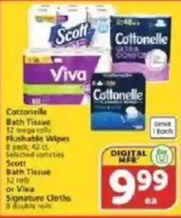 Vons Cottonelle Bath Tissue or Scott or Viva Signature Cloths offer
