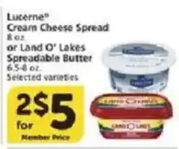 Vons Lutecner Cream Cheese Spread or Land O' Lakes Spreadable Butter offer