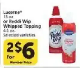 Lucerne or Reddi Wip Whipped Topping