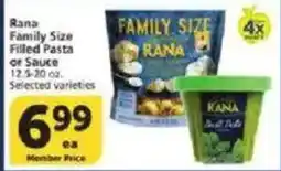 Vons Rana family size filled pasta or sauce offer