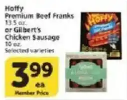 Vons Hoffy Premium Beef Franks or Gilbert's Chicken Sausage offer