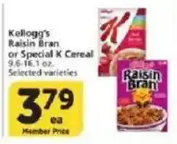 Vons Kellogg's Raisin Bran or Special K Cereal offer