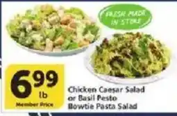 Vons Chicken Caesar Salad or Basil Pesto Bowtie Pasta Salad offer