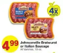 United Supermarkets Johnsonville Bratwurst or Italian Sausage offer