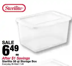 Bi-Mart Sterilite 58 qt Storage Box offer