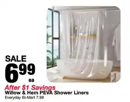 Bi-Mart Willow & Hem PEVA Shower Liners offer