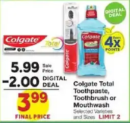 United Supermarkets Colgate Total Toothpaste, Toothbrush or Mouthwash offer