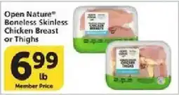 Vons Open Nature Boneless Skinless Chicken Breast or Thighs offer