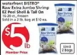 Vons Waterfront Bistro raw extra jumbo shrimp offer