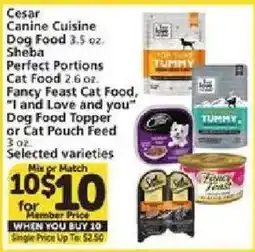 Vons Mix or Match Cesar Cuisine, Sheba, Fancy Feast Dog Food or Cat Food offer