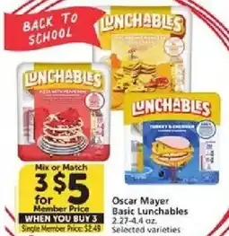 Vons Oscar Mayer Basic Lunchables offer