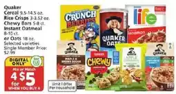 Vons Quaker cereal offer