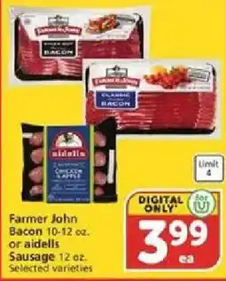 Vons Farmer John Bacon or aidells Sausage offer